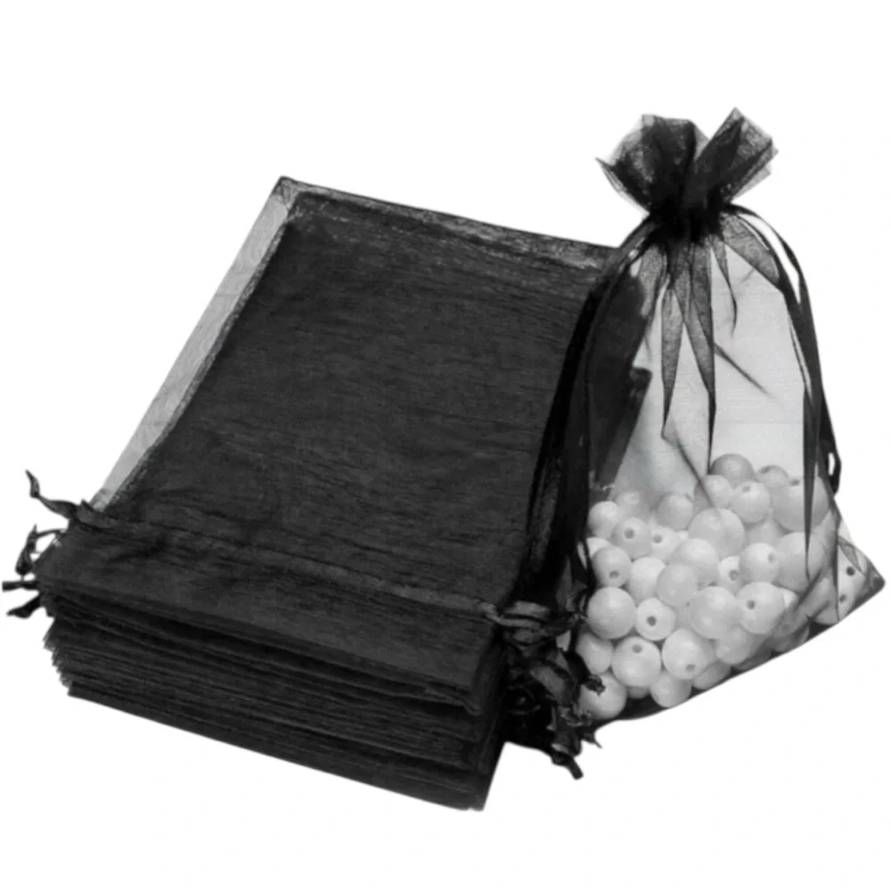20 Black Organza Gift Bags